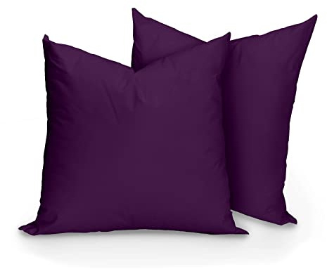 Hans-Textil-Shop 2er Set Kissenbezüge, 100% Baumwolle, Reißverschluss - Kopfkissen, Dekokissen, Couchkissen, Sofakissen (40x40 cm, Lila)