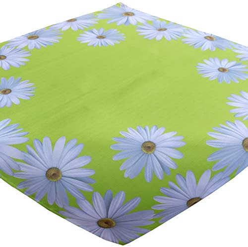 Tischdecke 85x85 cm Grün, Margeriten Frühlings Mitteldecke, Garten Tischdecken Bügelfrei, Tischdeko Wasserabweisend, abwischbare Tischschoner, Indoor Outdoor
