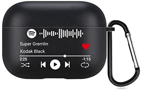 Custodia personalizzata per AirPods su 2 lati per Apple AirPods Pro 2nd 2022, cover in stile musicale con codice Spotify scansionabile, custodia regalo personalizzata (nero)