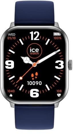 Ice-Watch - ICE smart Silver Navy - Silbergraue Smartwatch für Herren/Unisex mit Silikonarmband - 021412 (1,85)