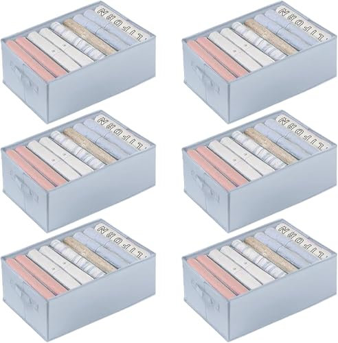 Organizador de Armario para Ropa de Tela, 6 Piezas Cajas de Almacenamiento Plegable Para Jeans Pantalones, Suéter, Camisetas, Separadores De Cajones 32cm*25cm*17cm*9