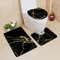 Badematten & Badteppiche Set 3 Teilig Schwarz Gold Mikrofaser Flauschige Marmor Muster Badezimmerteppich WC Vorleger mit Ausschnitt Waschbar rutschfeste Badvorleger Toilette Teppich (Schwarz, 3pc)