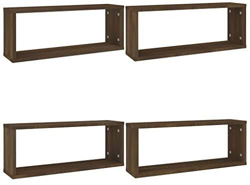 vidaXL Würfelregal 4 STK., Wandregal mit viel Stauraum, Wandablage für Schlafzimmer Wohnzimmer, Hängeregal Schweberegal Regal, Braun Eichen-Optik Holzwerkstoff
