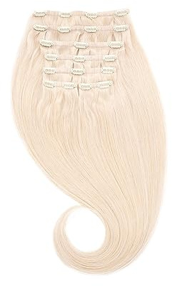 GLOBAL EXTEND® Clip-in-Extensions nahtlos I 100% Echthaar I Angenehmes Tragen | Einfaches Befestigen I Dichte und Volumen I Große Farbauswahl I Komplettes Set (30 cm, kühles-blond)