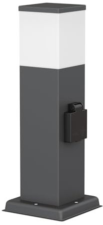 ledscom.de Wegelicht/Pollerleuchte POLLY für außen, IP44, 35 cm, anthrazit, 1x G9 max. 10W, Steckdose