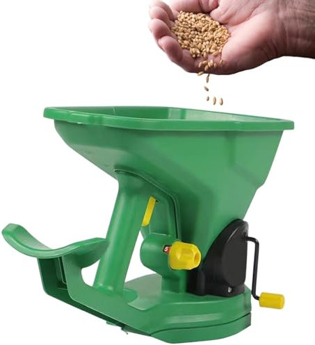 CYTBEK Portable Seed Spreader, 1.5L Capacity Broadcaster Spreader, Handheld Seeder, Power Spreader, Portable Spreader for Garden 5 Gear Adjustable for Garden Lawn Small Farms