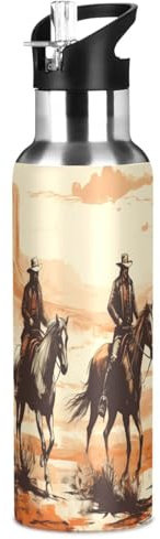 JiangGgen Borraccia sportiva Western Riding Prodigal Son a prova di perdite, in acciaio inox, isolamento sottovuoto per fitness e sport, con cannuccia, 963,9 g