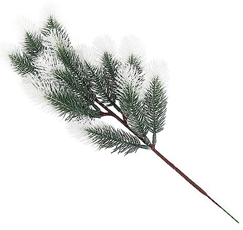 Cabilock 6 STK Weihnachts Frost weiße Kiefern nadeln Weihnachtsgirlande künstlicher Weihnachtsbaum Zweig Kranz künstliches Grün Festivalzubehör Artificial Pine Branches sprühen Blumen