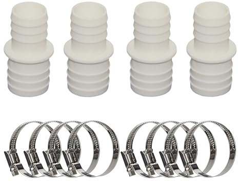 HAF® 4X Schlauchverbinder 32mm x 38mm inklusive 8 Edelstahl Schlauchschellen für Pool-, Teich- und Schwimmbadbau & sämtliche Bewässerungssysteme - Qualität: Made in Europe