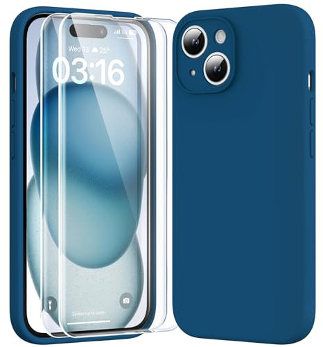 HATOSHI für iPhone 15 Hülle, Silikon Anti-Rutsch Kratzfestes Stoßfest Handyhülle für iPhone 15 Schutzhüll, Mitternachtsblau