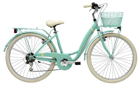 Adriatica Bazam - Touring-Fahrrad für Damen, 26 Zoll, City-Trekking Panda, 6 Gänge, Rahmen aus Stahl, Größe 45, Mattgrün