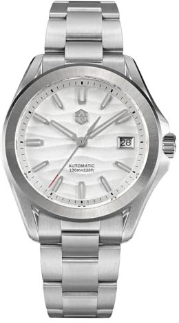 San Martin NH35 Herrenarmbanduhr, 39 mm, Wüstenstruktur, automatisch, mechanisch, Edelstahl, Teel, wasserdicht, V 3, Modern