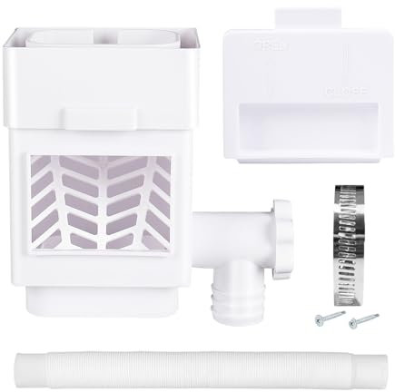 Regenwassersammler, Fallrohr Regensammler, Regentonnen Umlenk Set Passend für 2x3 oder 3x4 Zoll Fallrohre, Fallrohrumlenker mit Einstellbarem Ventil und Filter, 5-Fuß-Schlauch (Weiß)