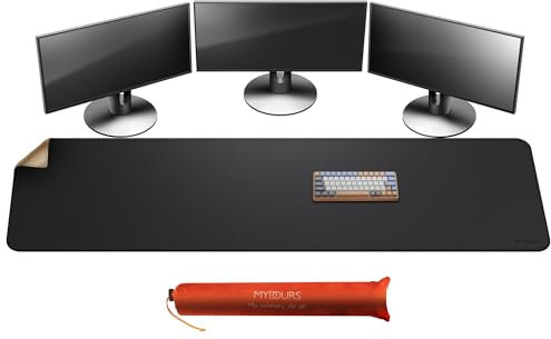 Mydours Extra Große Schreibtischunterlage 180×50 cm - PU-Leder & Korkbasis - Wasserdicht Hochwertige Mousepad für Gaming, Büro und Homeoffice - leicht zu reinigen - Perfekt für Laptop und PC (Schwarz)