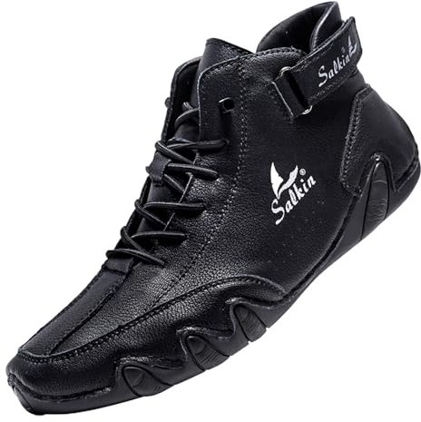 Stivali da moto Uomo Stivaletti Coppia Commercio All'Estero Alto Top Stivali Uomo Donna Tempo libero Stivali corti Trend Traspirante Scarpe in Pelle Stivali Uomo Vintage, Nero , 44 EU