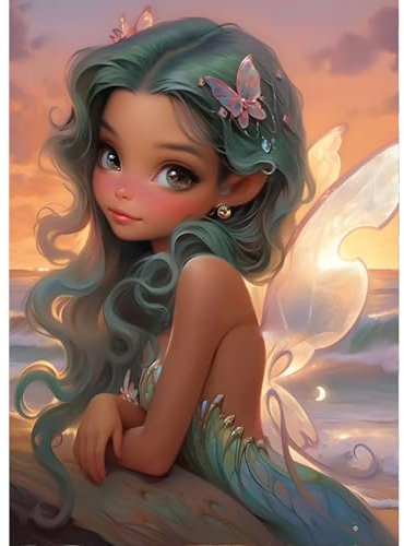 QINRUBB DIY Fee Diamond Painting Erwachsene, 5D Sonnenuntergang Diamant Painting Bilder Anfänger, Traumland Runder Vollbohrer Diamanten Malerei Stickerei Kreuzstich Geschenke Home Wand Dekor 30x40cm