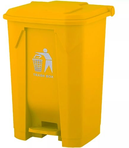 DUAS Recycling Pedal Bin Waste Trash Can for Kitchen & Home Office - Durable Plastic Rubbish Dustbin in 30L, 50L, 80L Sizes - Multiple Colors Available (Yellow, 80 Litres)