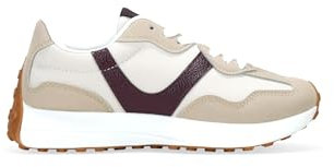 BOSANOVA Zapatillas Deportivas para Mujer con Diferentes Cortes Retro y Suela Plana de 3 cm con Tacos Redondos. Cierre Mediante Cordones Planos. Calzado para Mujer Gris 37