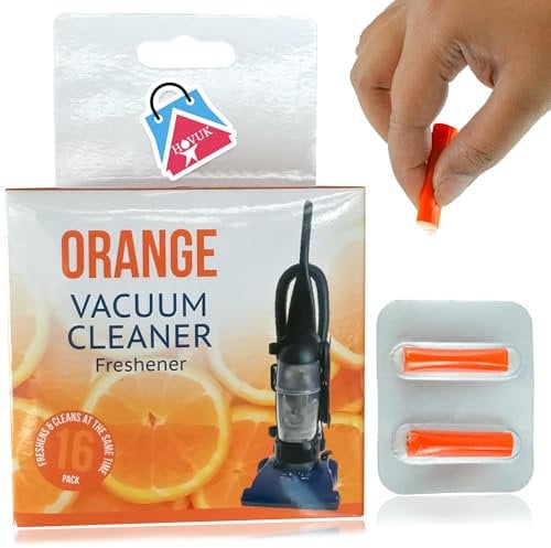 HOVUK Vacuum Cleaner Freshener 16PCs - Orange Fragrance Sticks, Vacuum Cleaner Smellies for Home Office, Air Freshener Fits All Bagged Model Vacuum Cleaners