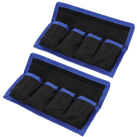 PATIKIL Camera Battery Pouch Cases, 4 Pocket Nylon DSLR Battery Case Holder Storage Bag for AAA Battery and LP-E6 LP-E8 NP-FW50 EN-EL14 EN-EL15 Battery (Blue)
