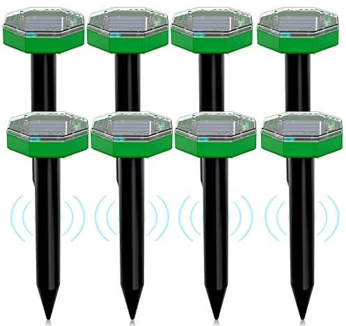 Maulwurf Vertreiber Solar Ultraschall 8 Stück,Solar Maulwurfschreck IP65 für Vertreiben Wühlmäuse,Maulwürfe vertreibens