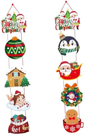 Baoblaze 2 Adornos Colgantes para Puerta de Navidad, letreros Colgantes para Puerta de Entrada, para Ventana, Porche, Vacaciones, Pared, Style B