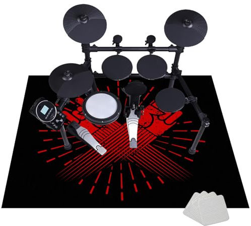 JaevKwzy 160 x 120 cm Schlagzeug Teppich Schallschutz Trommel Teppiche Drum Teppich rutschfeste Professioneller rechteckiges Elektronisches Jazz Schlagzeug Kit Schallschutzmatte