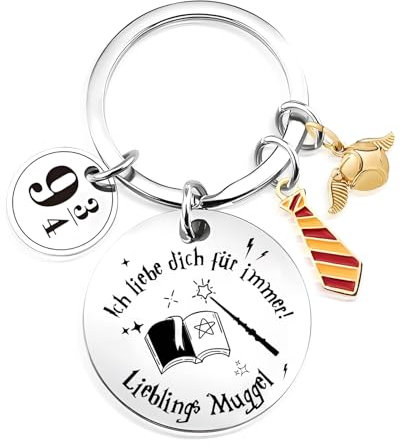 Porte-clés Personnalisé Thème Magique-Ich liebe dich für immer! Lieblings Muggle, Cadeaux Haarry Porte-clés pour Filles Femmes, Porte Clef Harry Gifts 9 3/4, Cadeau Saint-Valentin Personnalisé