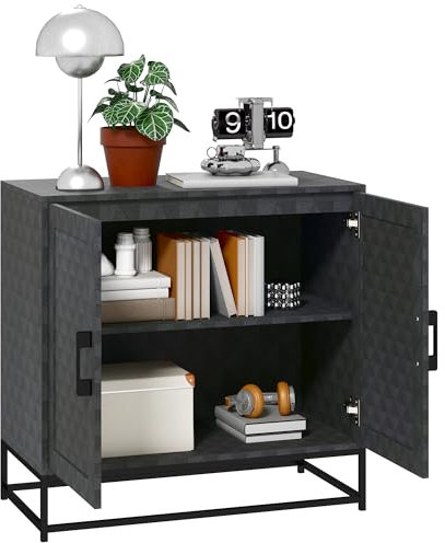 HOMCOM Modern Sideboard, Freestanding Sideboard Storage Cabinet with Adjustable Shelf and 2 Doors for Kitchen, Living Room, Black