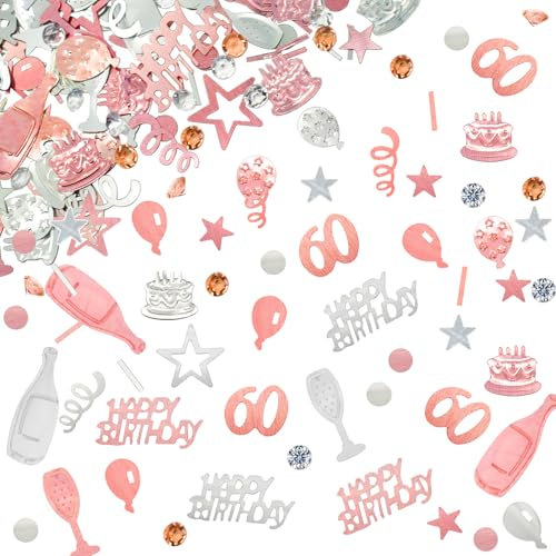60 Konfetti Geburtstag Deko 60 Tischdeko Geburtstag dekoration Confetti 60. Streudeko Geburtstagsdekoration Roségold Frauen Männer