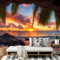 Seidenstoff Tapeten Wandtapete, Strand Landschaft, Sonnenuntergang Palmen Muster 3D Wandbild Wohnzimmer Wanddekoration Fototapete, 3D Tapete Effekt 250x175cm (B×H) Groß Muster