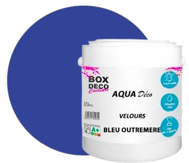 BOX DECO COULEURS Peinture murale acrylique aspect velours Aqua Déco - 2,5L, Bleu Outremer
