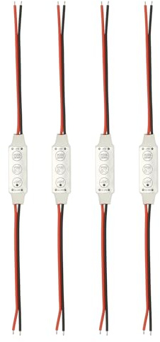 QUARKZMAN 4 Paquete Controlador De Tira LED, DC 12V A 24V 6A 3 Teclas Mini | Regulador De Brillo Ajustable Interruptor Para Tiras De Un Solo Color