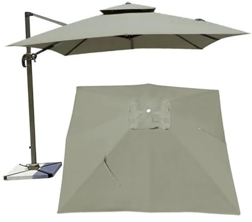 Ersatzbezug für Terrassenschirm (3×3m,2.5×2.5m) quadratisch, 8 Rippen Quadratischer 2-stufiger Terrassenschirm-Ersatzdach, Ersatzbezug Für Quadratischen Ampelschirm (2.45×2.45M(8.2ft×8.2),Top color)
