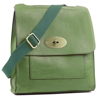 AOSSTA Women's Cross-Body Bags Leather Large/Medium Twist Lock Cross Body Messenger Bag Turnlock Shoulder Bag