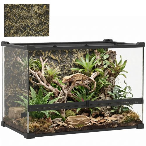 PawHut Reptile Glass Terrarium Reptile Vivarium 50 x 30 x 35 cm Black