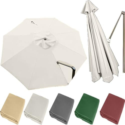 QSPNVFB Rond Parasol Déporté Auvent De Rechange 3m 8 Baleines Toile De Rechange Pour Parasol De Jardin, Couverture De Rechange Pour Parapluie Piscine(Beige,Single top-3m(10ft))