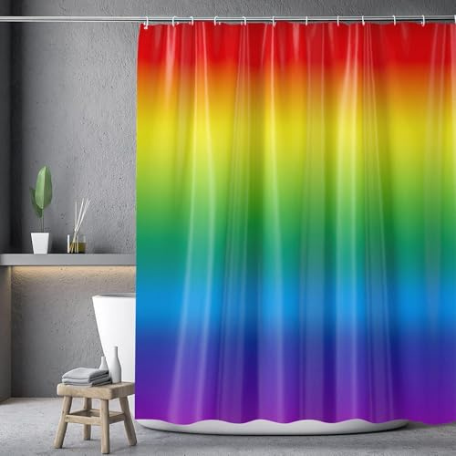 PUOJIEAT Duschvorhang 300x200 Gradient, Duschvorhang Anti-schimmel Regenbogen 3D Duschvorhänge Waschbar für Badezimmer Badewannen mit 12 Ringe 5391-FG
