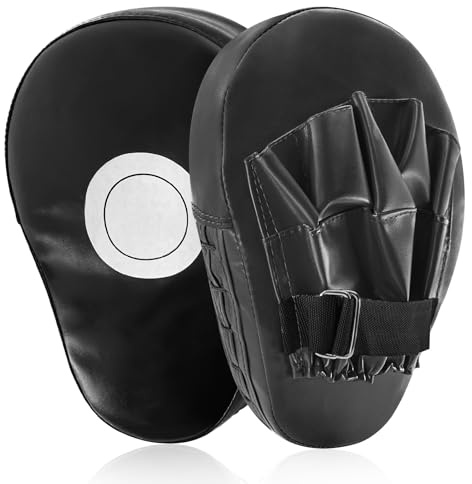 pangdapengpeng 1 Paio Colpitori Boxe, Focus Pads Boxing PU, Paracolpi Boxe per Allenamento di Arti Marziali, Muay Thai, Karate, Taekwondo, Allenamento Fitness (Nero)