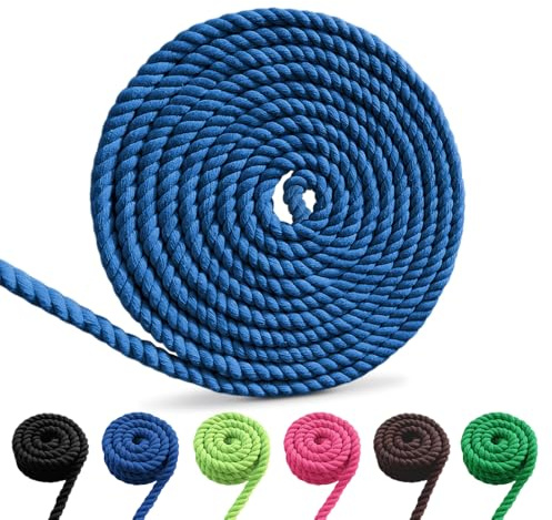 Baumwollkordel, Makramee Garn Seil, Mehrfarbige Baumwollseil Mehrgrößen für DIY, Handwerk (Königsblau, 10mm 5m)
