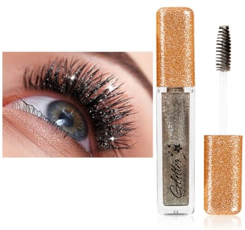 Autmor Lash Diamond Glitter Mascara – Glänzende Wimperntusche mit Diamant Bunte Perlglanz für Atemberaubende, Lang anhaltende & Wasserdicht Wimpern, Charmante Augen Make-up (Black)