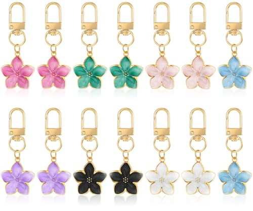 Porte-clés Fleur Mignon pour Femme, Fermoir Bijou à Breloques Esthétiques, Porte-clés Tendance pour Sac à Main, Clé de Voiture, Portefeuille
