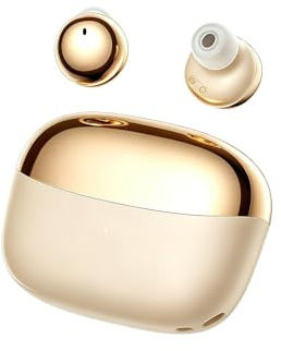 Aesthetic Upgraded Wireless Earbuds 2-in-1 with Day & Night Modes, Bluetooth 6.0 Ultra-Mini Headphones, Built in Mics & HIfi Stereo Earphones, IPX5 Waterproof All in Comfortable Ear buds (Gold)
