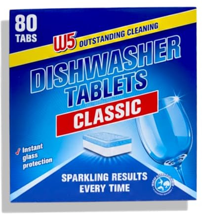 W5 - Lídl | Dishwasher Tablets Classic - 80 Tablets | Outstanding Cleaning, Instant Glass Protection