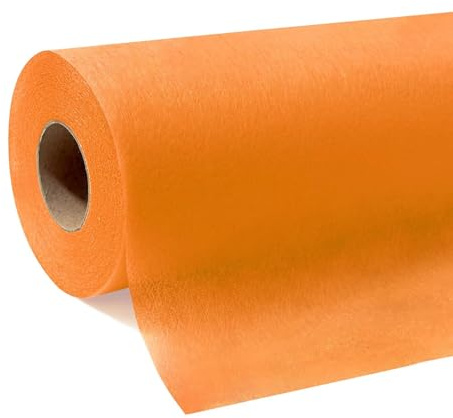Tischdeckenrolle, Orange, 1,1m x 30m (50g/m²), stoffähnliche Einweg-Tischdecke aus Vlies als zuschneidbare Meterware für Geburtstag, Party, Hochzeit, Biertische und Tischdeko