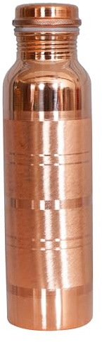 scorpionbliss 100% Pure Copper Water Bottle 34 Oz (1 Litre) Leak-Proof Ayurvedic Vessel Features a Handcrafted Smooth Finish, Designed for Health Benefits, Improve Digestion & Vitality (Silver Touch)
