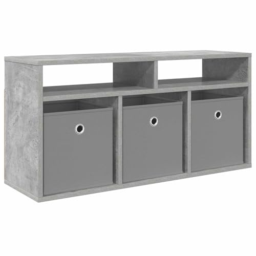 HFXHIJXQ Lowboard Beton Grau, TV-Board mit 3 Schubladen und 2 Offenen Fächern, Sideboard aus Holzwerkstoff für Wohnzimmer, Moderner TV-Schrank Fernsehschrank, 87 x 27,5 x 43 cm