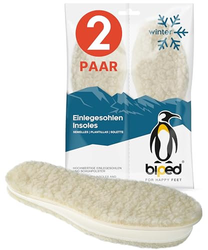 biped extra dicke Lammwoll Sohlen im 2 Paar Set z1015, Wollweiß, 47