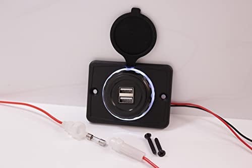 edi-tronic Dual USB Aufbaubuchse 3.1 A 5V 2 x USB Buchse Doppel 12 24 V Ladegerät Wasserdicht Handy Smartphone Laden Anschluss