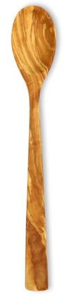 Cuchara Madera Olivo para cocinar, Fabricada artesanalmente en España, utensilio de Cocina (27 cm)